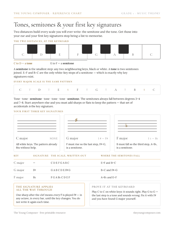 Cover of Tones, Semitones & Your First Key Signatures